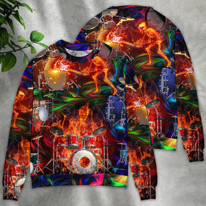 Drum Is My Life Fire Skull Colorful Style Ugly Christmas Sweater, Christmas Gift, Gift Christmas 2024