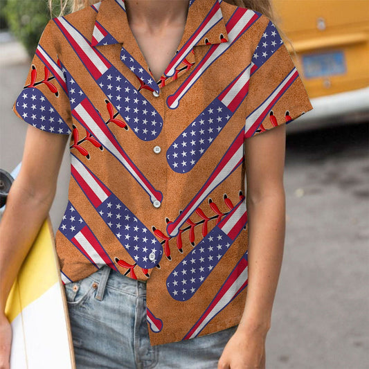 American Flag Baseball Bat Vintage Pattern Hawaiian Shirt, Hawaiian Shirt Gift, Christmas Gift