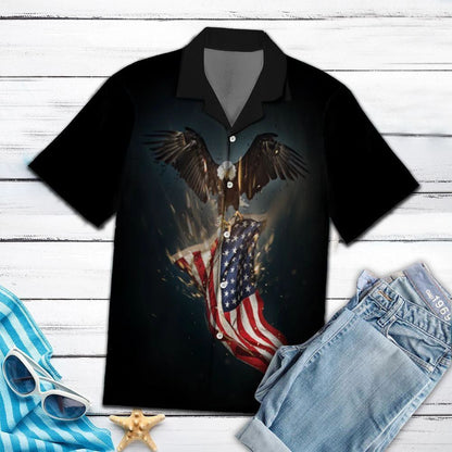 Amazing Eagle Le Meiriceá Bratach Patrún Péinteáil Léine Haváís, Bronntanas Léine Haváís, Bronntanas Nollag