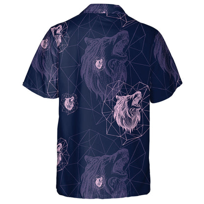 Geometric Vintage Wolf Predator Retro Style Hawaiian Shirt, Hawaiian Shirt Gift, Christmas Gift