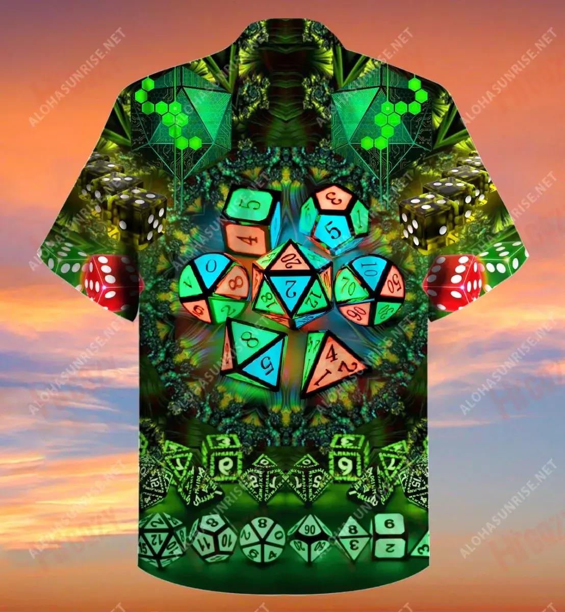 Glowing Kaleidoscope Dice Unisex Hawaiian Shirt Hobbies Short Sleeve Vintage Hawaiian Shirts Hawaiian Shirt Pattern, Hawaiian Shirt Gift, Christmas Gift