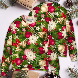 Christmas Fir Tree And Poinsettia Flowers Ugly Christmas Sweater, Christmas Gift, Gift Christmas 2024