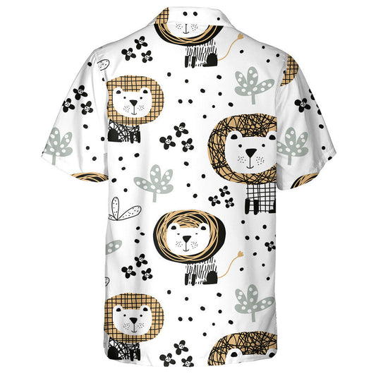 Simple Background With Lion Leaf And Flower Hawaiian Shirt, Hawaiian Shirt Gift, Christmas Gift