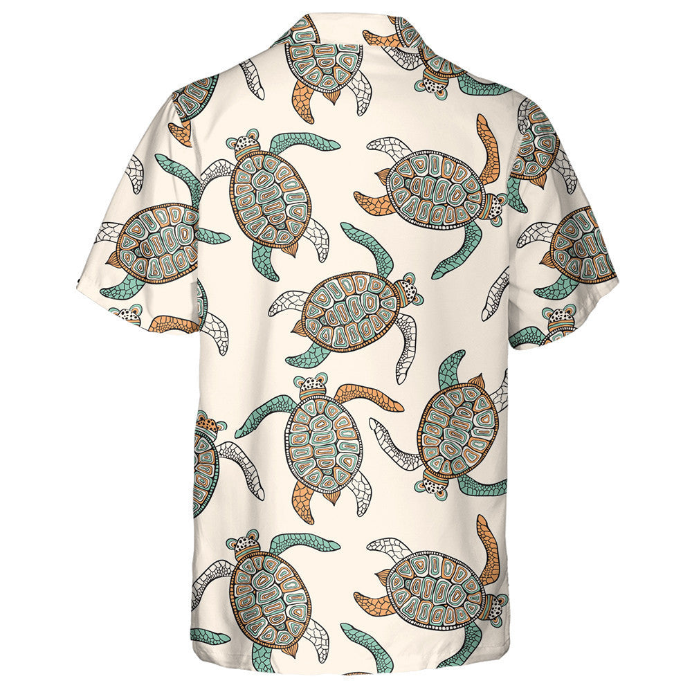 Ethnic With Turtles Retro Vintage Style Hawaiian Shirt,Hawaiian Shirt Gift, Christmas Gift