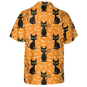 Abstract Halloween Style Cat With Bats Hawaiian Shirt, Hawaiian Shirt Gift, Christmas Gift