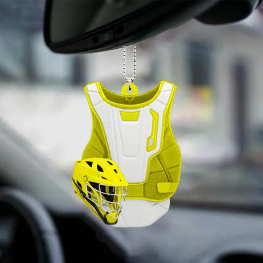 Personalized Lacrosse Uniform And Helmet Flat Acrylic Car Hanging Ornament, Gift for Lacrosse Players, Christmas Decoration