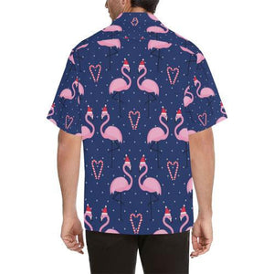 Flamingo In Santa Hat On Christmas Holiday Hawaiian Shirt, Hawaiian Shirt Gift, Christmas Gift