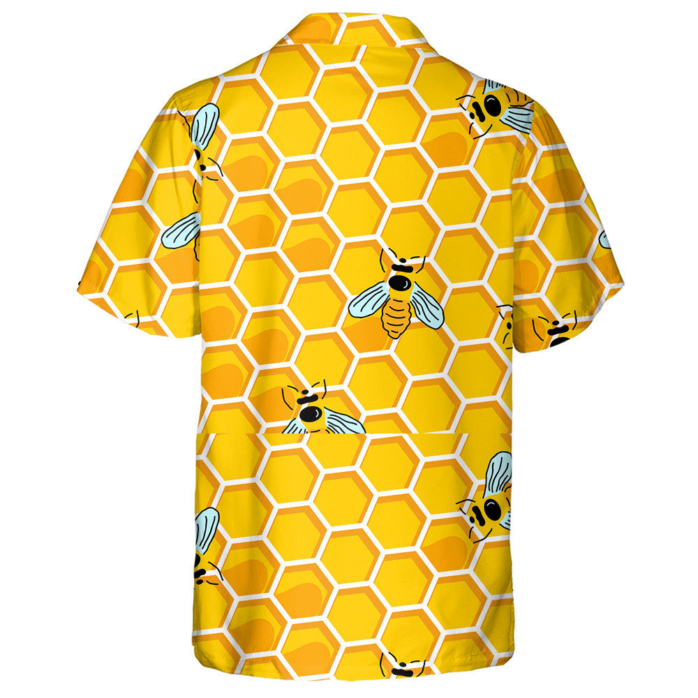 Natural Summer Bee With Honey And Honeycomb Hawaiian Shirt, Hawaiian Shirt Gift, Christmas Gift