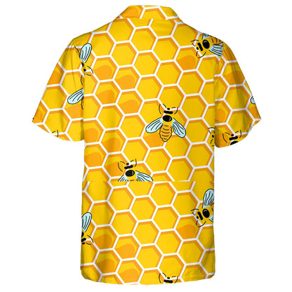 Natural Summer Bee With Honey And Honeycomb Hawaiian Shirt, Hawaiian Shirt Gift, Christmas Gift