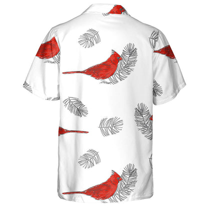 Little Red Cardinal Bird And Pine Branches Hawaiian Shirt, Hawaiian Shirt Gift, Christmas Gift