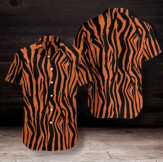 Tiger And Zebra Strip Pattern Hawaiian Shirt_,Hawaiian Shirt Gift, Christmas Gift