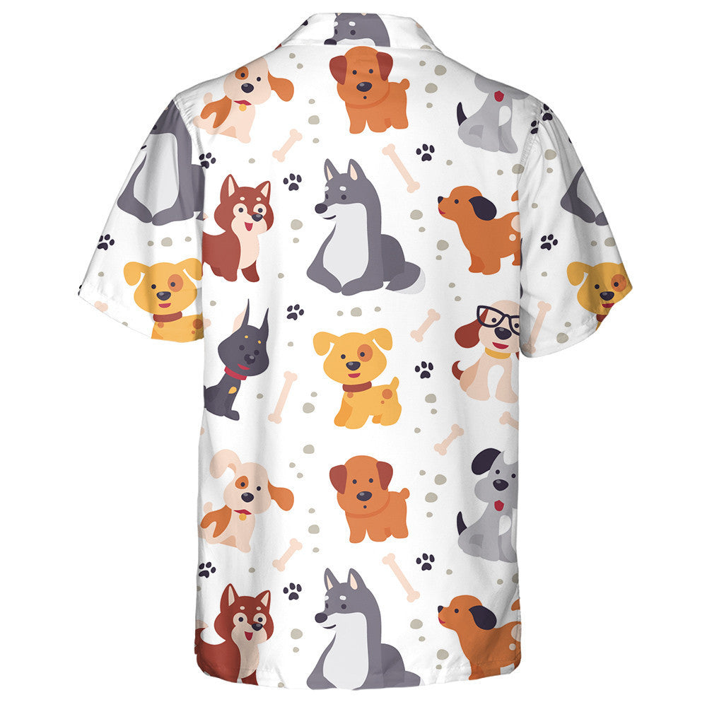 Little Dog Characters With Bone Isolated Background Hawaiian Shirt, Hawaiian Shirt Gift, Christmas Gift