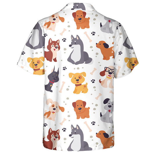 Little Dog Characters With Bone Isolated Background Hawaiian Shirt, Hawaiian Shirt Gift, Christmas Gift