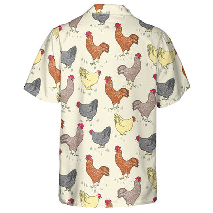 Beautiful Rooster And Chicken Sitting On Grass Hawaiian Shirt, Hawaiian Shirt Gift, Christmas Gift