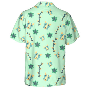 Wolf Flowers And Twigs On A Green Background Hawaiian Shirt, Hawaiian Shirt Gift, Christmas Gift