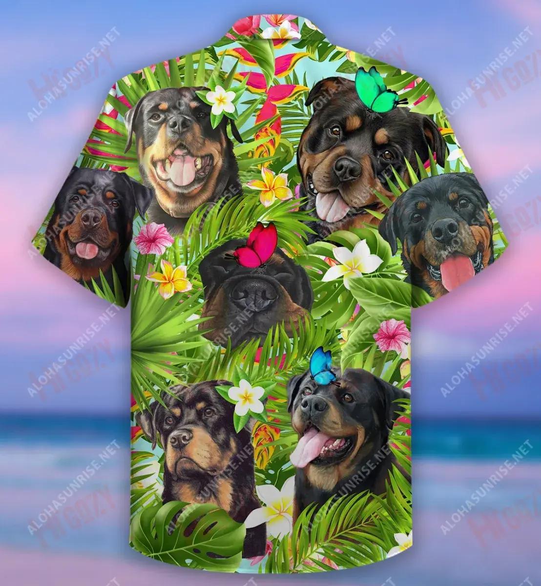 Samhradh sona Le Rottweiler Léine Haváís Unisex Muinchille Gearr Samhraidh Léinte Haváís Saincheaptha Léinte haváíais d'Fhir, Bronntanas Léine Haváís, Bronntanas Nollag