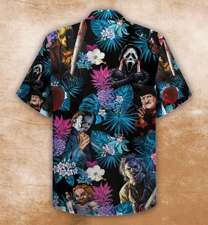 Cloigeann Uafásach le Patrún Duille Hibiscus Tropical Léine Haváí, Bronntanas Léine Haváís, Bronntanas Nollag