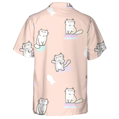 Cartoon Cat Design On Pastel Orange Background Hawaiian Shirt, Hawaiian Shirt Gift, Christmas Gift