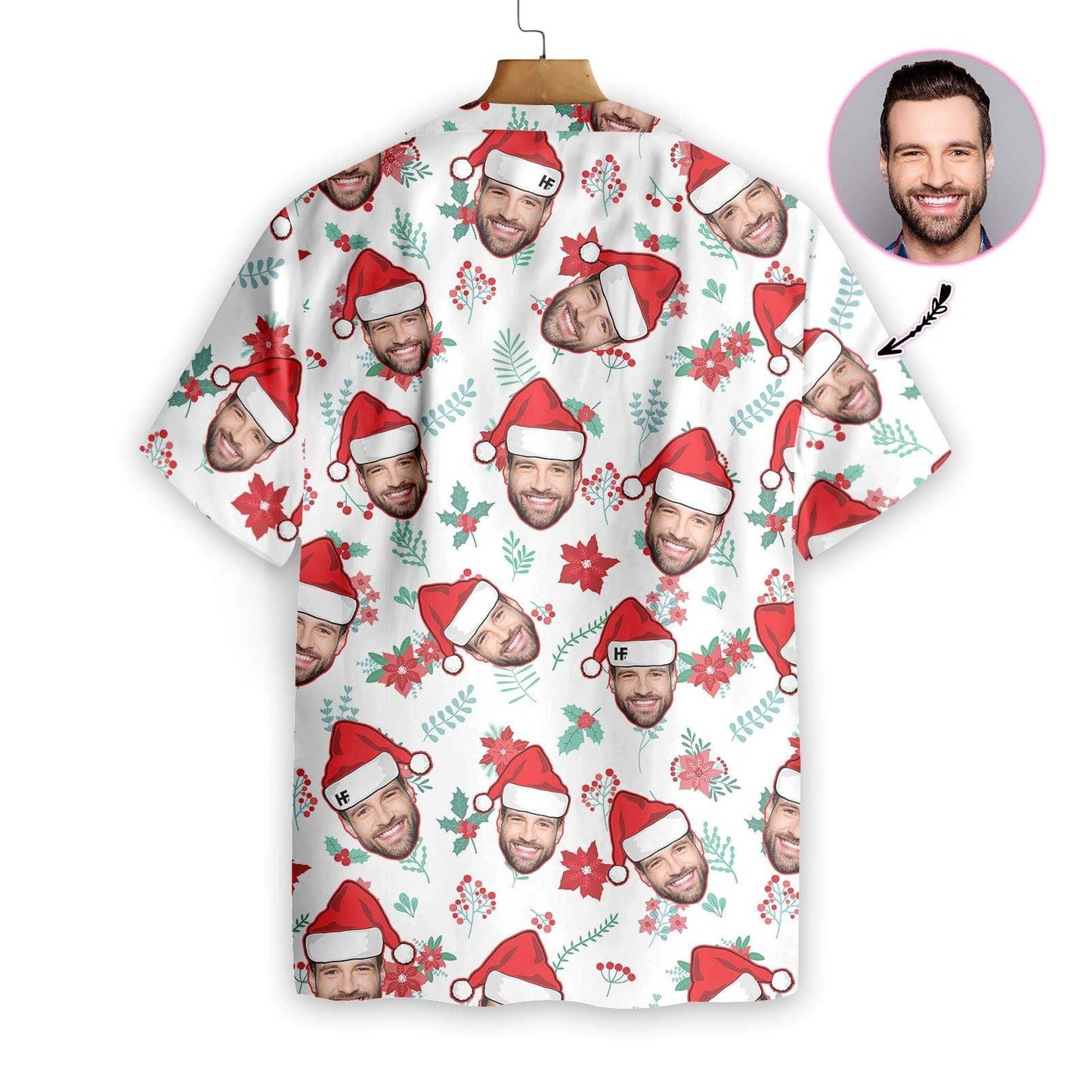 Patrún Nollag Aghaidh Greannmhar Gan uaim Léine Haváíais Grianghraf Saincheaptha, Bronntanas Léine Haváís, Bronntanas Nollag