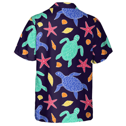 Sketch Sea Turtle In Vintage Style Hawaiian Shirt,Hawaiian Shirt Gift, Christmas Gift