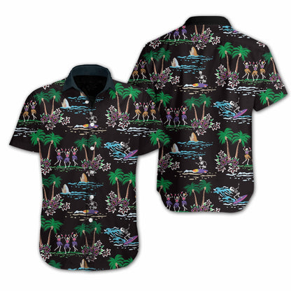 Skeleton Beach At Night Design Hawaiian Shirt,Hawaiian Shirt Gift, Christmas Gift