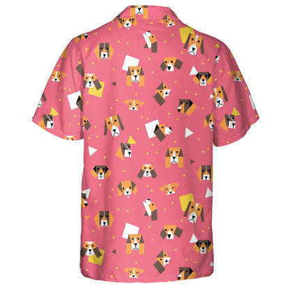 Beagle Dogs Square Triangle In Pink Hawaiian Shirt, Hawaiian For Gift