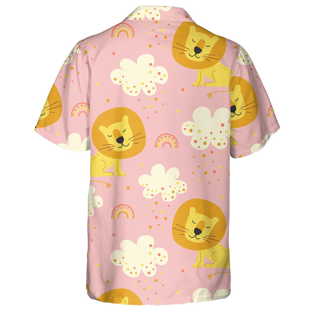 Funny Cartoon Lion Clouds And Colored Rain Hawaiian Shirt, Hawaiian Shirt Gift, Christmas Gift