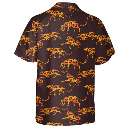 Wild African Leopards With Abstract Brown Style Hawaiian Shirt, Hawaiian Shirt Gift, Christmas Gift