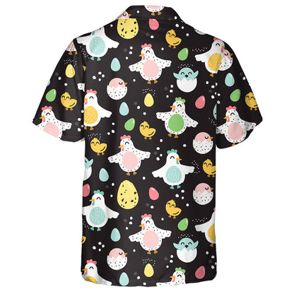 Cearca Greannmhar Uibheacha Agus Sicíní ar Chúlra Dubh Léine Haváís, Bronntanas Léine Haváíais, Bronntanas Nollag