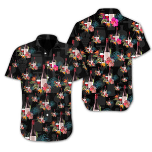 Wine Flower At Dark Night Design Hawaiian Shirt, Hwaiian For Gift