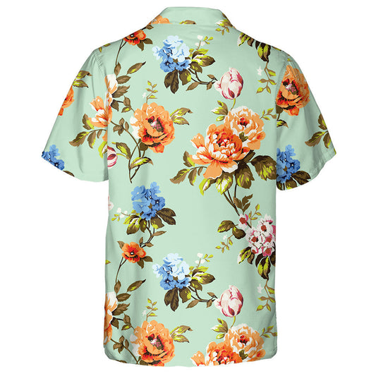 Líníocht Rósanna Seanré Tiúilipí Dearadh Gairdín Bláthanna Beoga Léine Haváís, Bronntanas Léine Haváís, Bronntanas Nollag