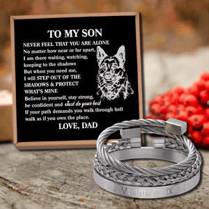 Dad To Son - Never Feel That You Are Alone Roman Numeral Bracelet Set