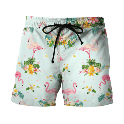 Flamingo Álainn I bhForaois Thrópaiceach Téama Gorm Léine Haváís, Bronntanas Léine Haváíais, Bronntanas Nollag