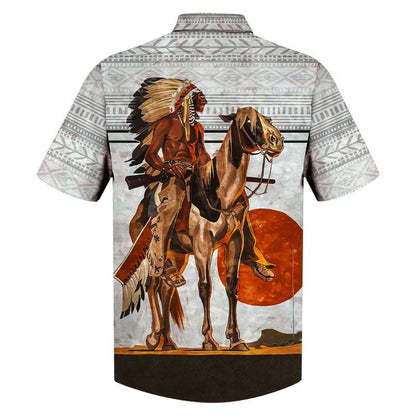 Ceannaire Treibhe Meiriceánach Dúchasach Le Hat Cleite Léine Haváís Sunset, Bronntanas Léine haváí, Bronntanas Nollag