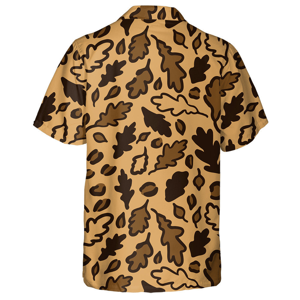 Wild African Leopard With Fall Oak Leaves Hawaiian Shirt, Hawaiian Shirt Gift, Christmas Gift