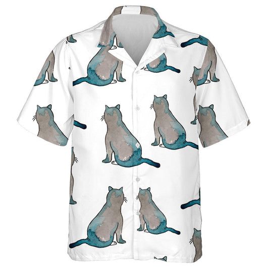 Cute Cats In Grey And Green Colors Hawaiian Shirt, Hawaiian Shirt Gift, Christmas Gift