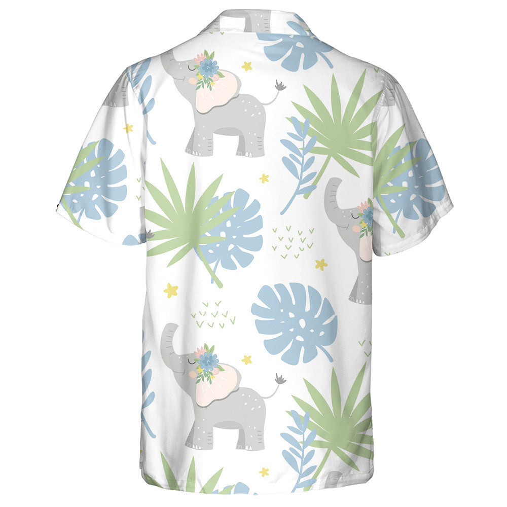 Baby Elephants In The Jungle With Tropical Leaves Hawaiian Shirt, Hawaiian Shirt Gift, Christmas Gift