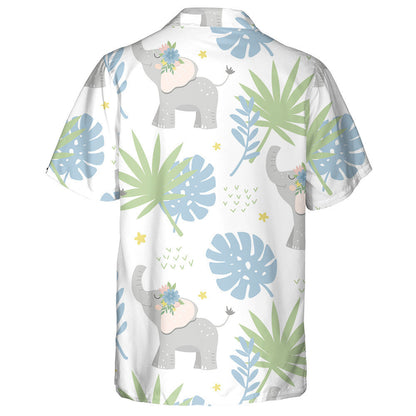 Baby Elephants In The Jungle With Tropical Leaves Hawaiian Shirt, Hawaiian Shirt Gift, Christmas Gift