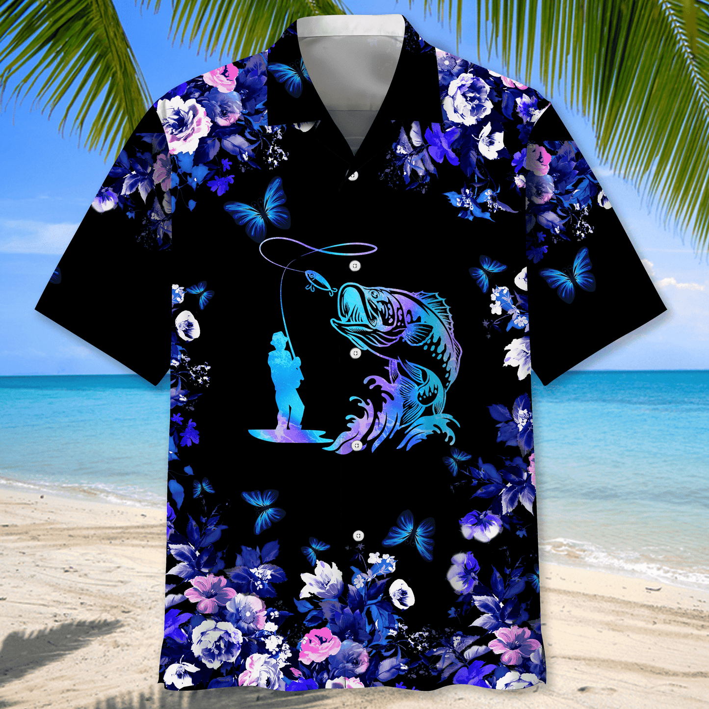 Fishing Hawaiian Hibiscus Nature Fishing Hawaiian Shirt, Hawaiian Shirt Gift, Christmas Gift