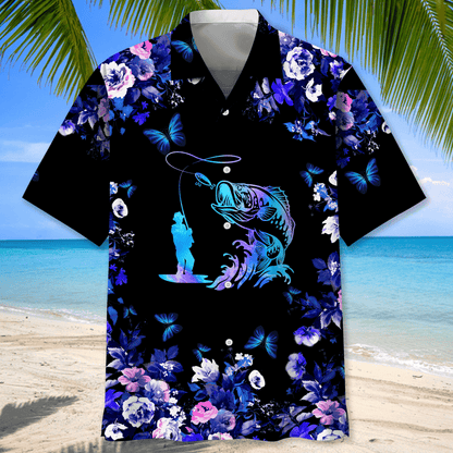 Fishing Hawaiian Hibiscus Nature Fishing Hawaiian Shirt, Hawaiian Shirt Gift, Christmas Gift