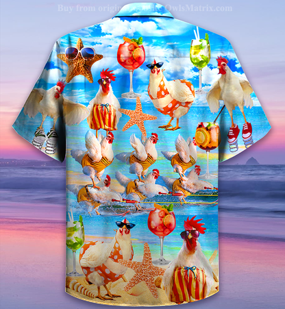 Chickens On The Beach - Hawaiian Shirt_Hawaiian Shirt Gift, Christmas Gift