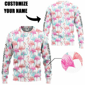 3D Flamingo Pink Blue Water Hoodie Custom Hoodies