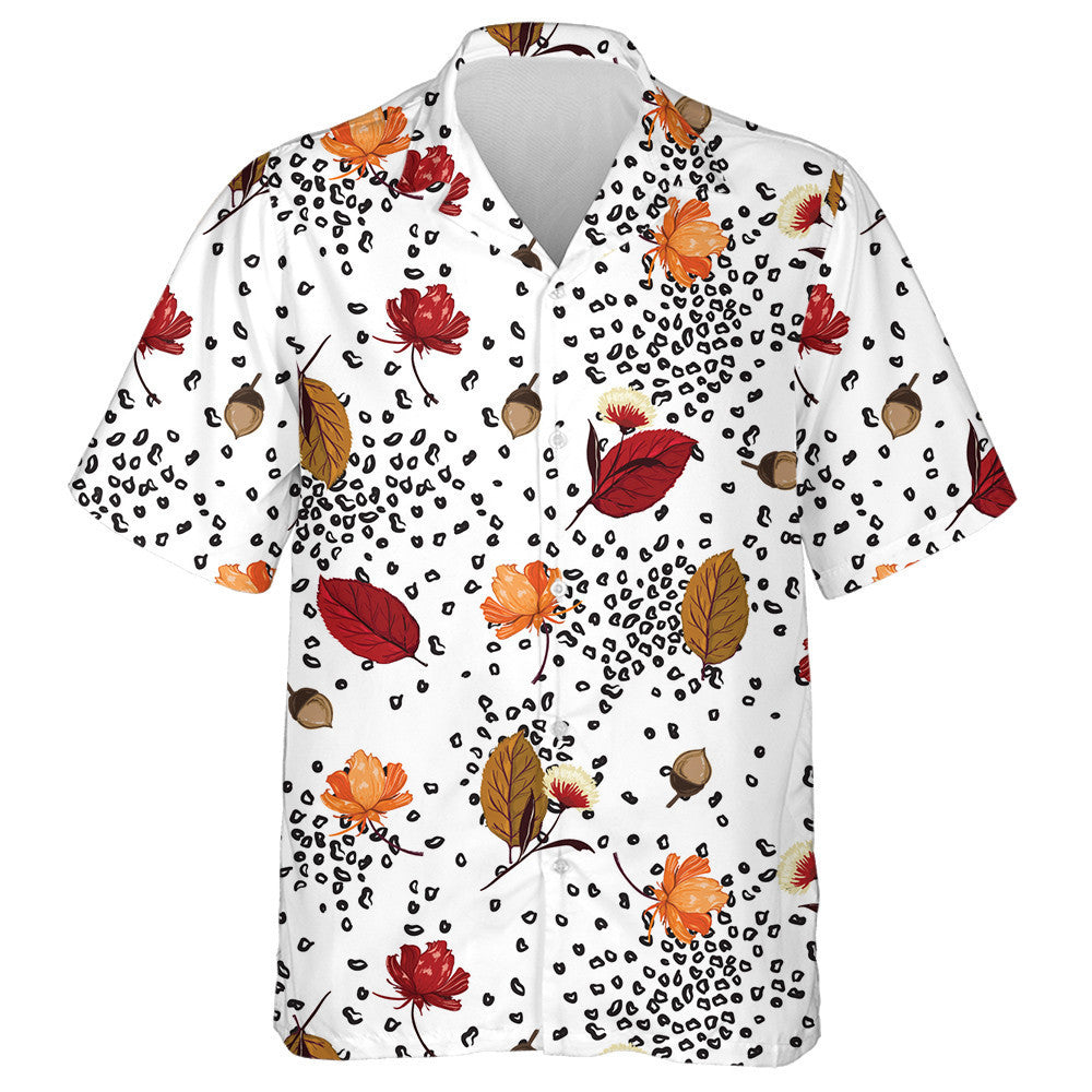Trendy Autumn Leaves Pine Nuts And Leopard Hawaiian Shirt, Hawaiian Shirt Gift, Christmas Gift