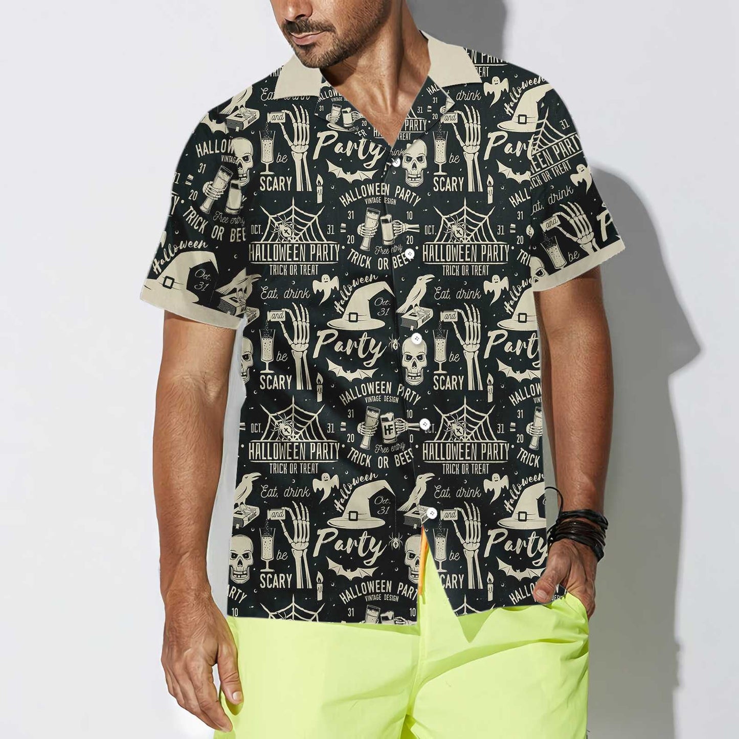 Theme Retro Halloween Beer Party Colorful Hawaiian Shirt,Hawaiian Shirt Gift, Christmas Gift