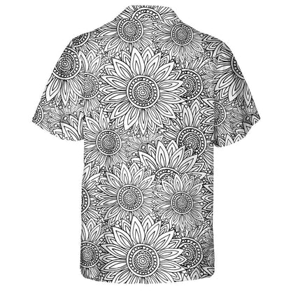 None Colored Pattern With Sunflowers Doodle Style Hawaiian Shirt, Hawaiian Shirt Gift, Christmas Gift
