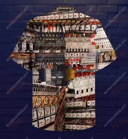 Ná bíodh Eagla ar bith ar an Leictreoir Anseo Léine Gearr Muinchille Unisex Laethanta Saoire Léinte T Haváíais Seanréalta Léine Haváíais Patrún Léine Haváíais, Bronntanas Léine Haváíais, Bronntanas Nollag