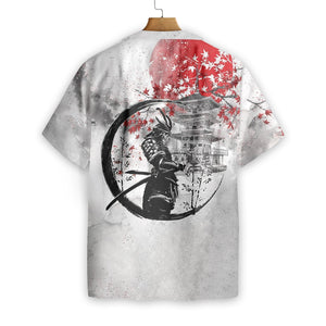 Samurai Skull Warrior Red Sun White Theme Hawaiian Shirt, Hawaiian Shirt Gift, Christmas Gift