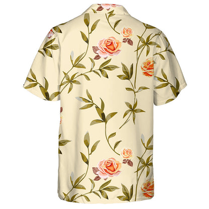 Cúlra Bláthanna Trendy Le Bláthanna Rósanna Oráiste Buí Léine Haváís, Bronntanas Léine Haváís, Bronntanas Nollag