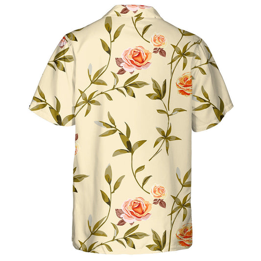 Cúlra Bláthanna Trendy Le Bláthanna Rósanna Oráiste Buí Léine Haváís, Bronntanas Léine Haváís, Bronntanas Nollag