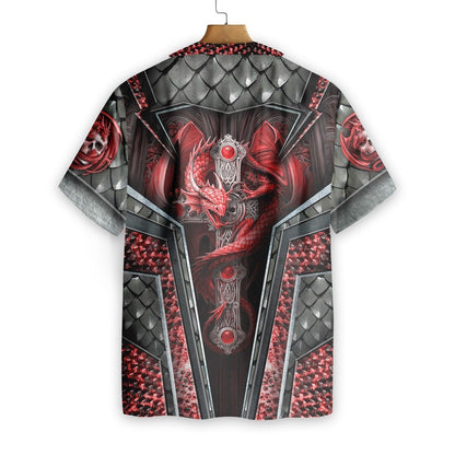 Red Cool Dragon Fantasy Background Hawaiian Shirt,Hawaiian Shirt Gift, Christmas Gift